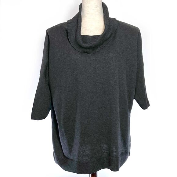 Chico's Charcoal Cowl Neck Sweater - Short Sleeve, Sz M - Picture 1 of 7